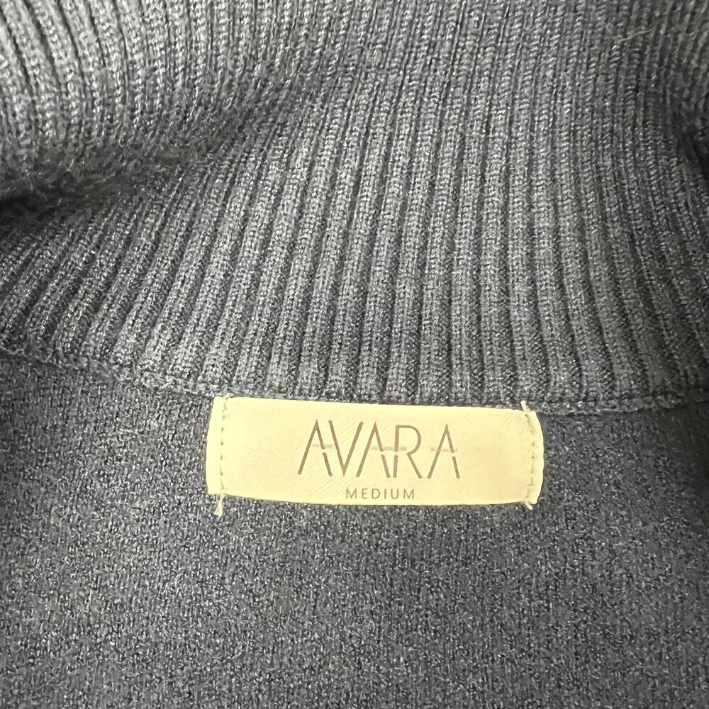 AVARA Sweater Womens M Blue V Neck Pullover Puff 3/4 Sleeve Relaxed Preppy - Picture 3 of 15